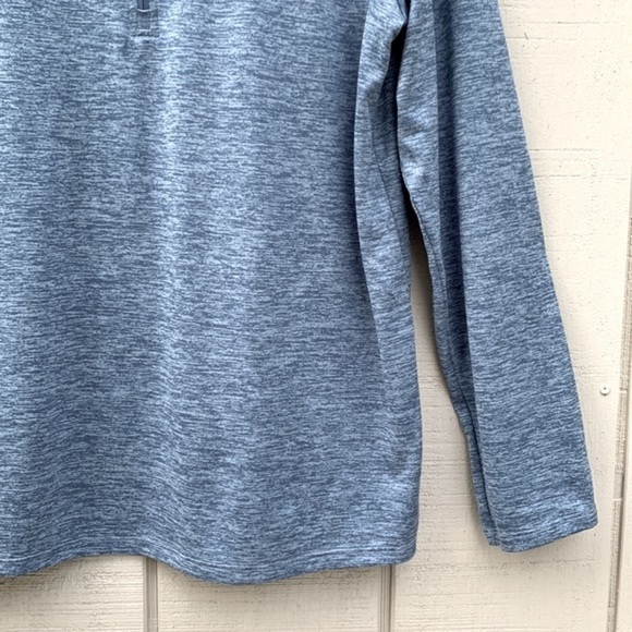 UNDER Armour Heat Gear Long Sleeve 1/4 Zip Tech Shirt - Heathered Slate Blue - Picture 6 of 16